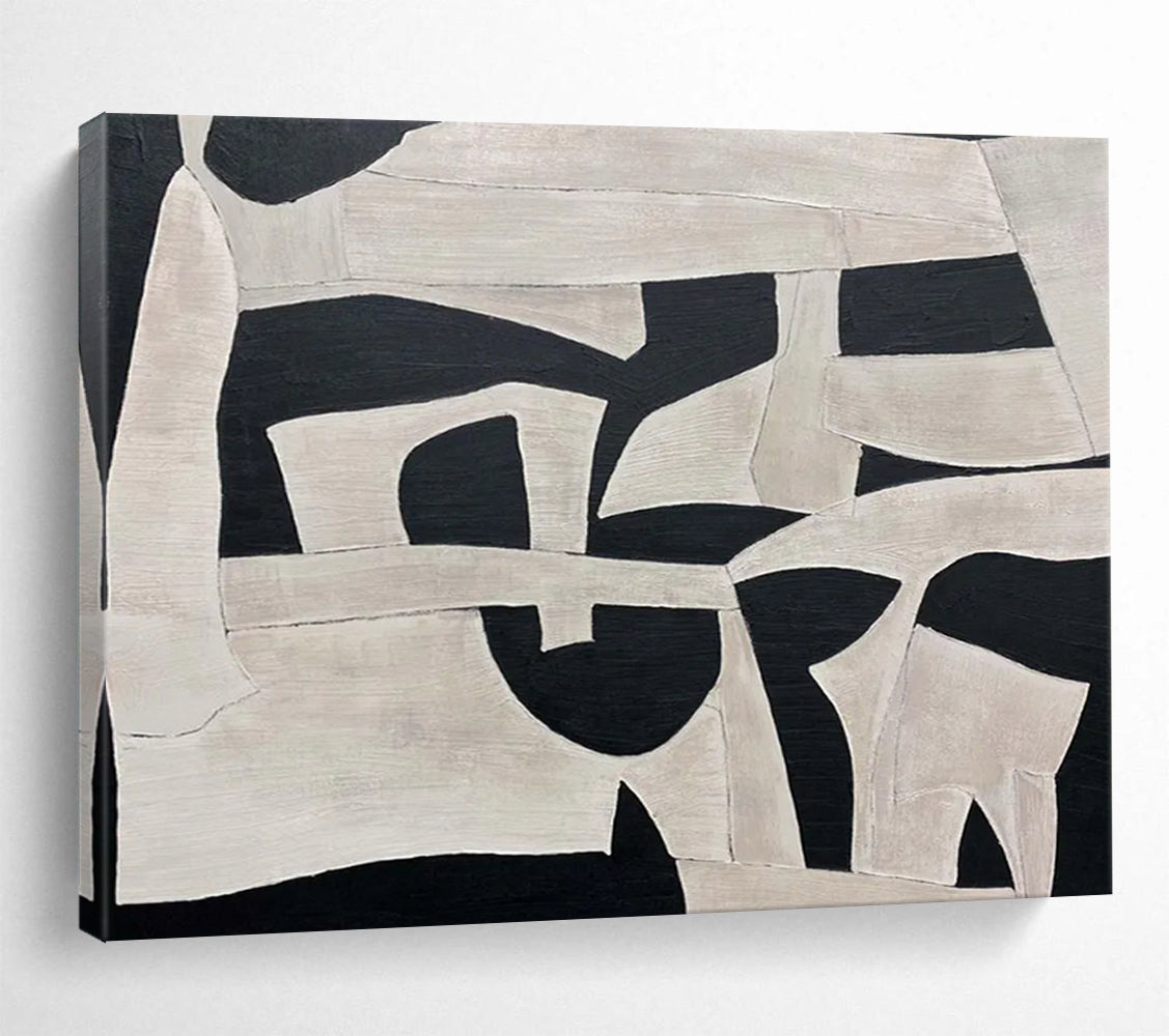 Black - and - White Collage Art Abstract Painting - Creative Accent for Personal Study DLZ093