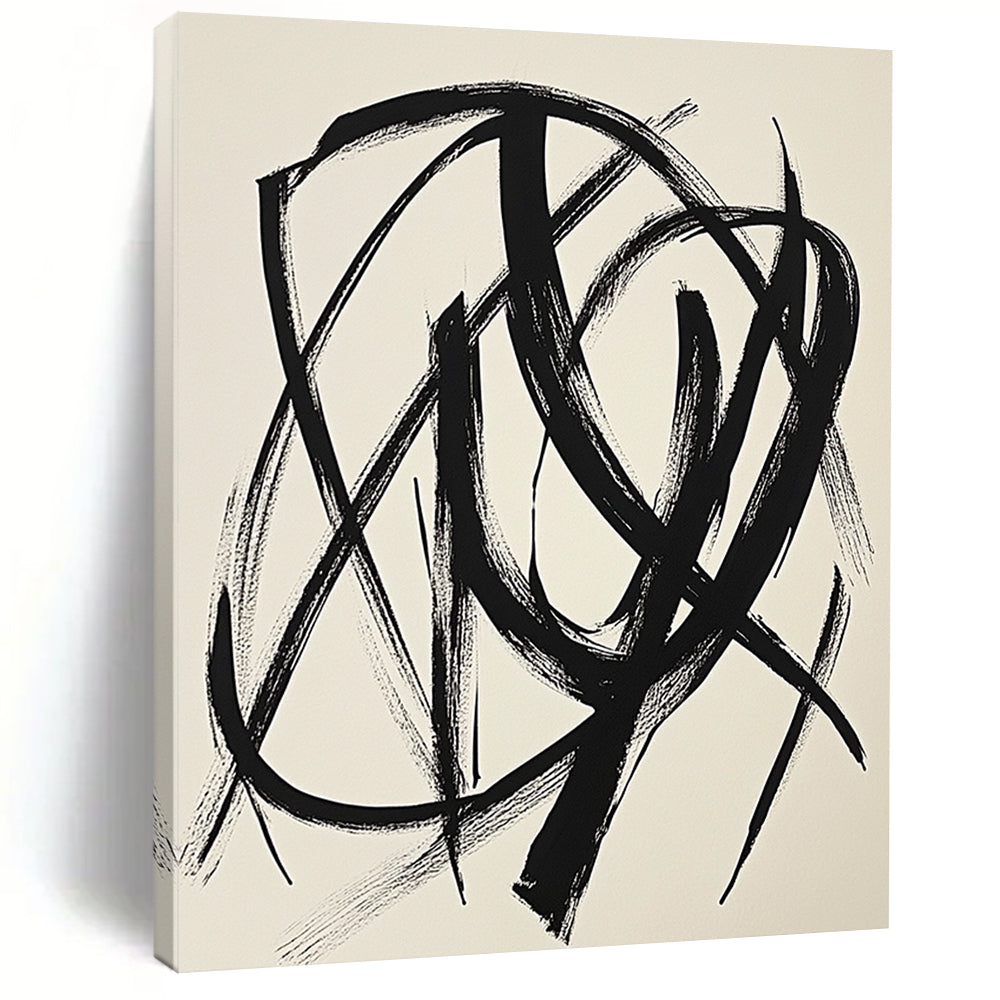Contemporary hand-drawn abstract artwork showcases intricate intertwined forms with fluid shapes and bold strokes on white paper, embodying minimalist creative expression. DLZ1148
