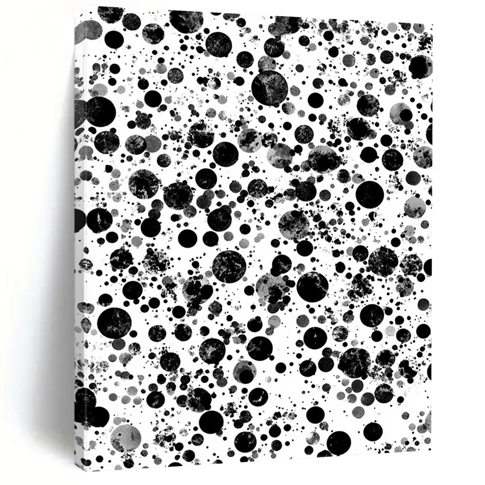 Black, Gray and White Dots "Cosmic Dots" Painting On Canvas HB256