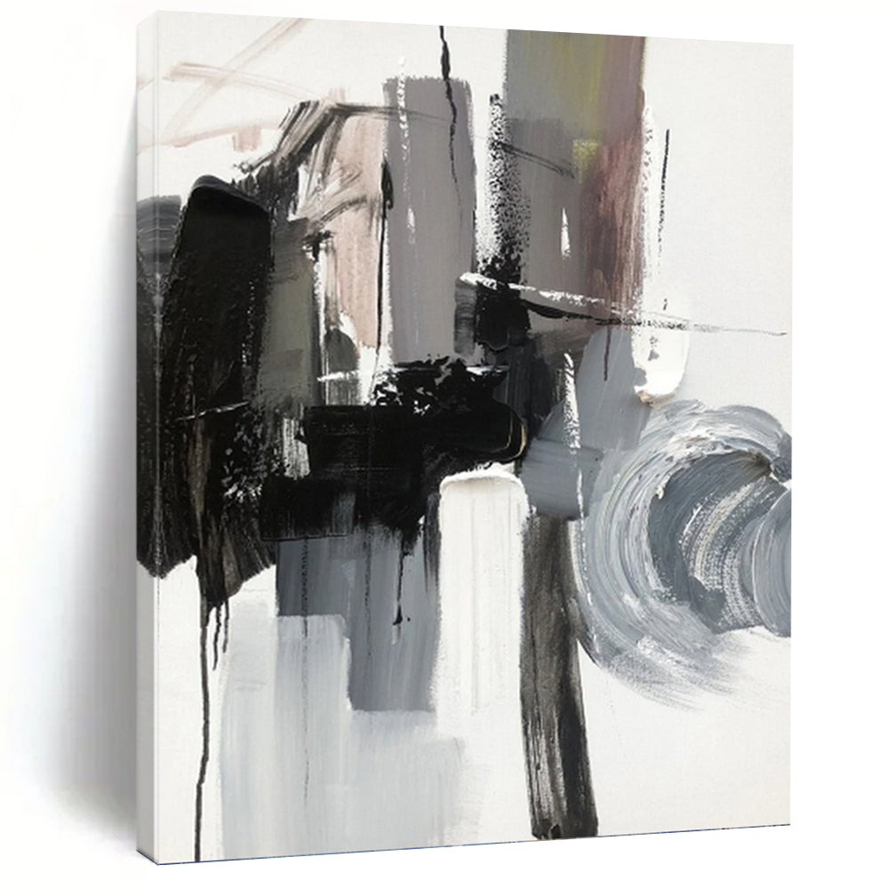 Dramatic Hand - Painted Textured Abstract Canvas for Hallway & Bar DKH1271