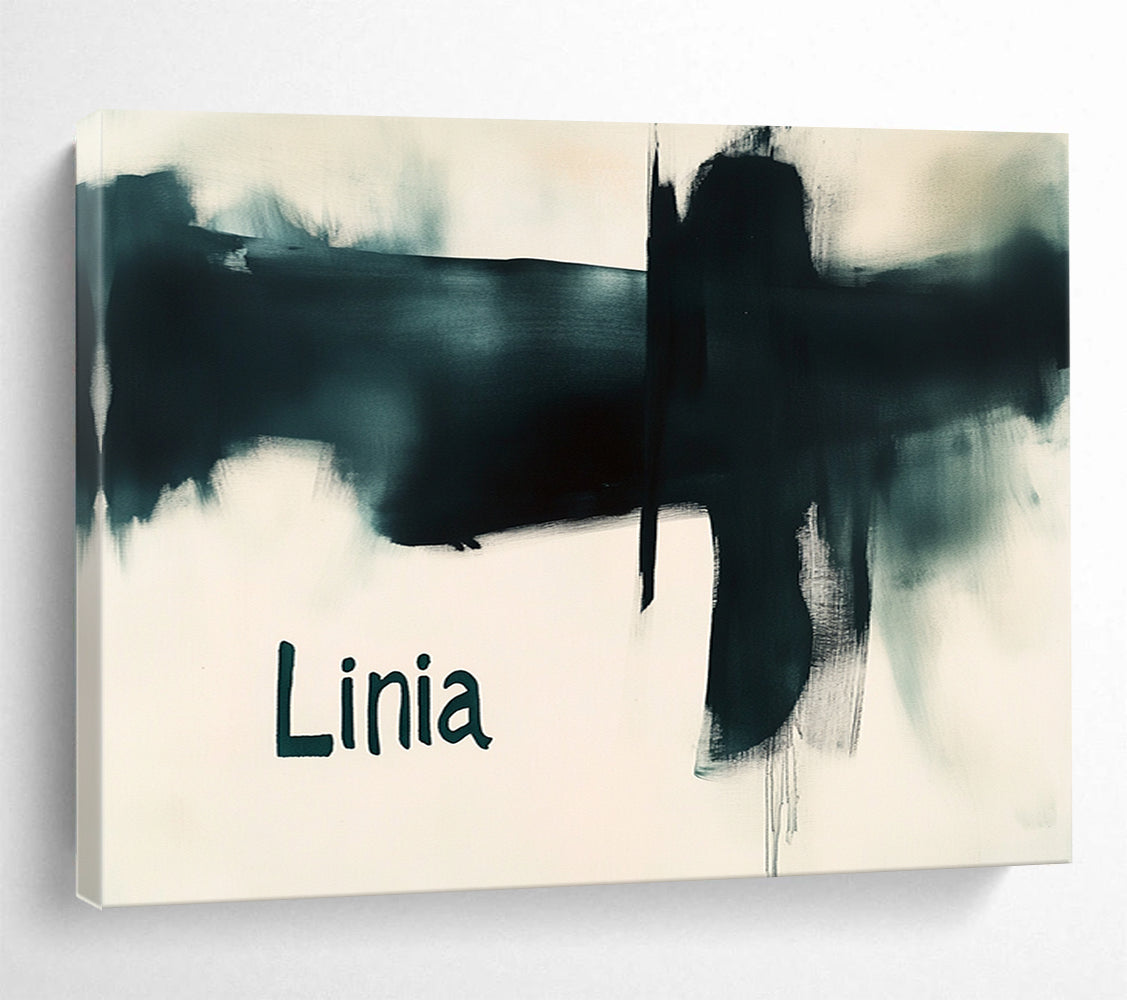 “Black Abstract ‘Linia’” - Black, white, Minimalist Abstract Painting HB0632
