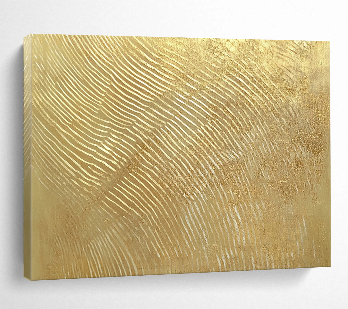 Textured Gold with White Lines - Luxe Abstract Painting On Canvas HB0500