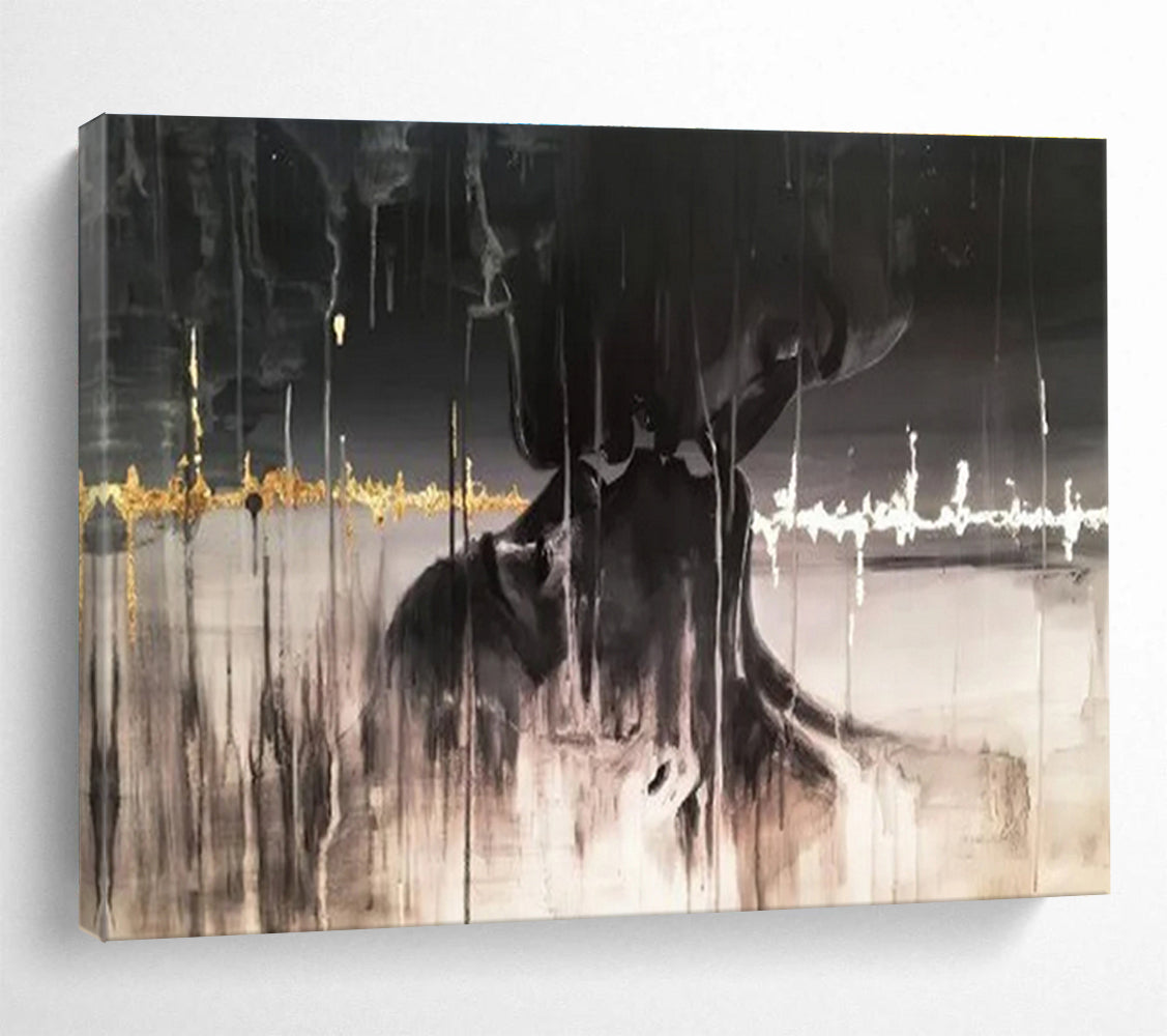 Captivating Large Abstract Artwork with Dynamic Texture for Bedroom & Dining Room DKH900