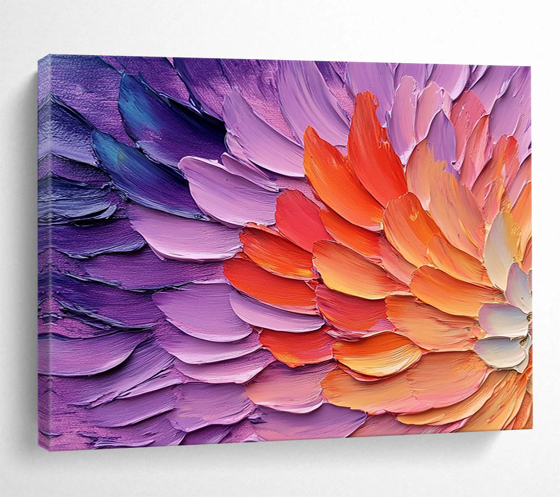 “Impasto Flower Petals” - Purple, Pink, Orange - Textured Floral Impasto - Acrylic Painting HB1326