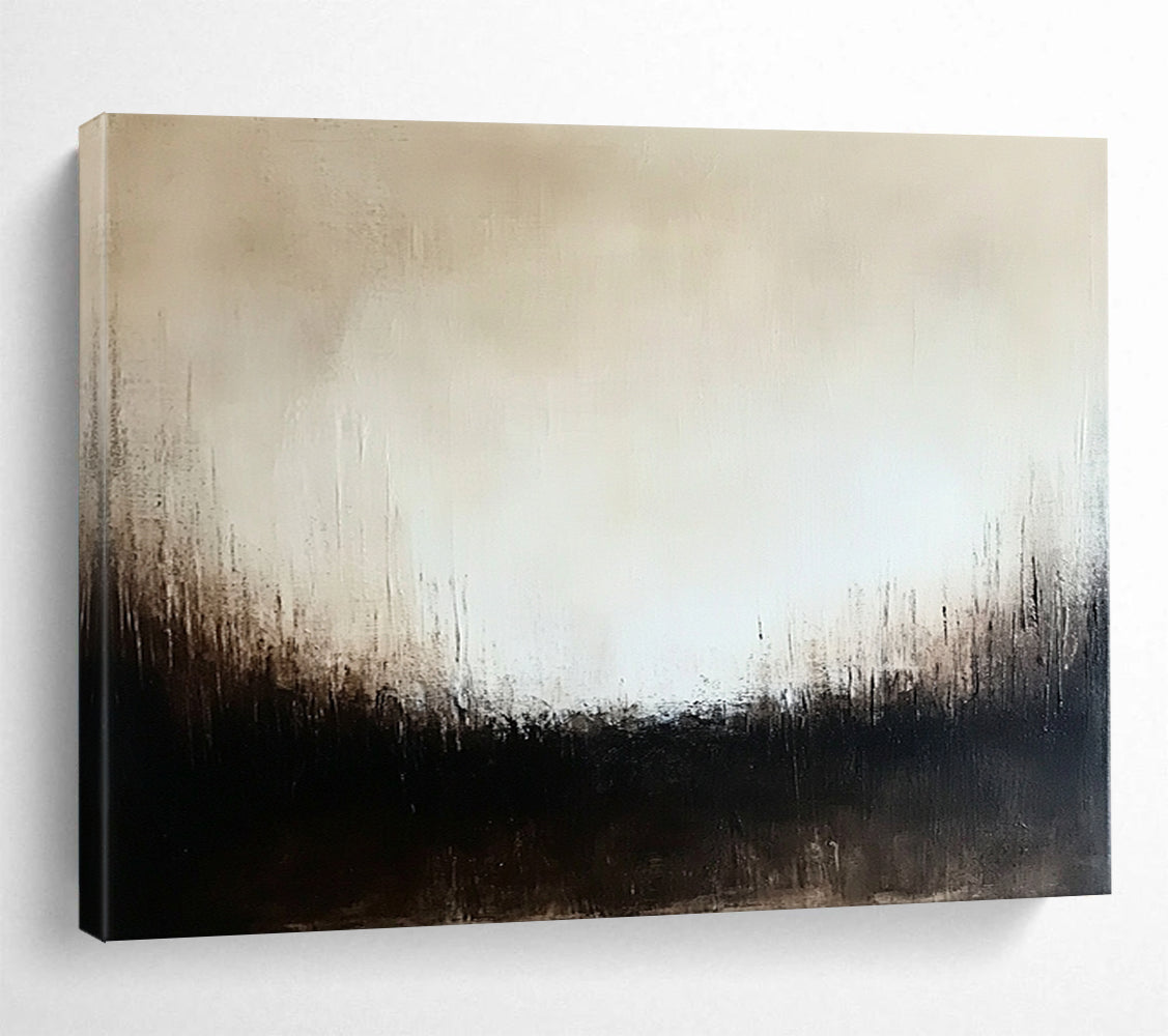 “Monochrome Textured Abstract” - Beige, Black, Subtle Textures, Minimalist Painting On Canvas HB0902