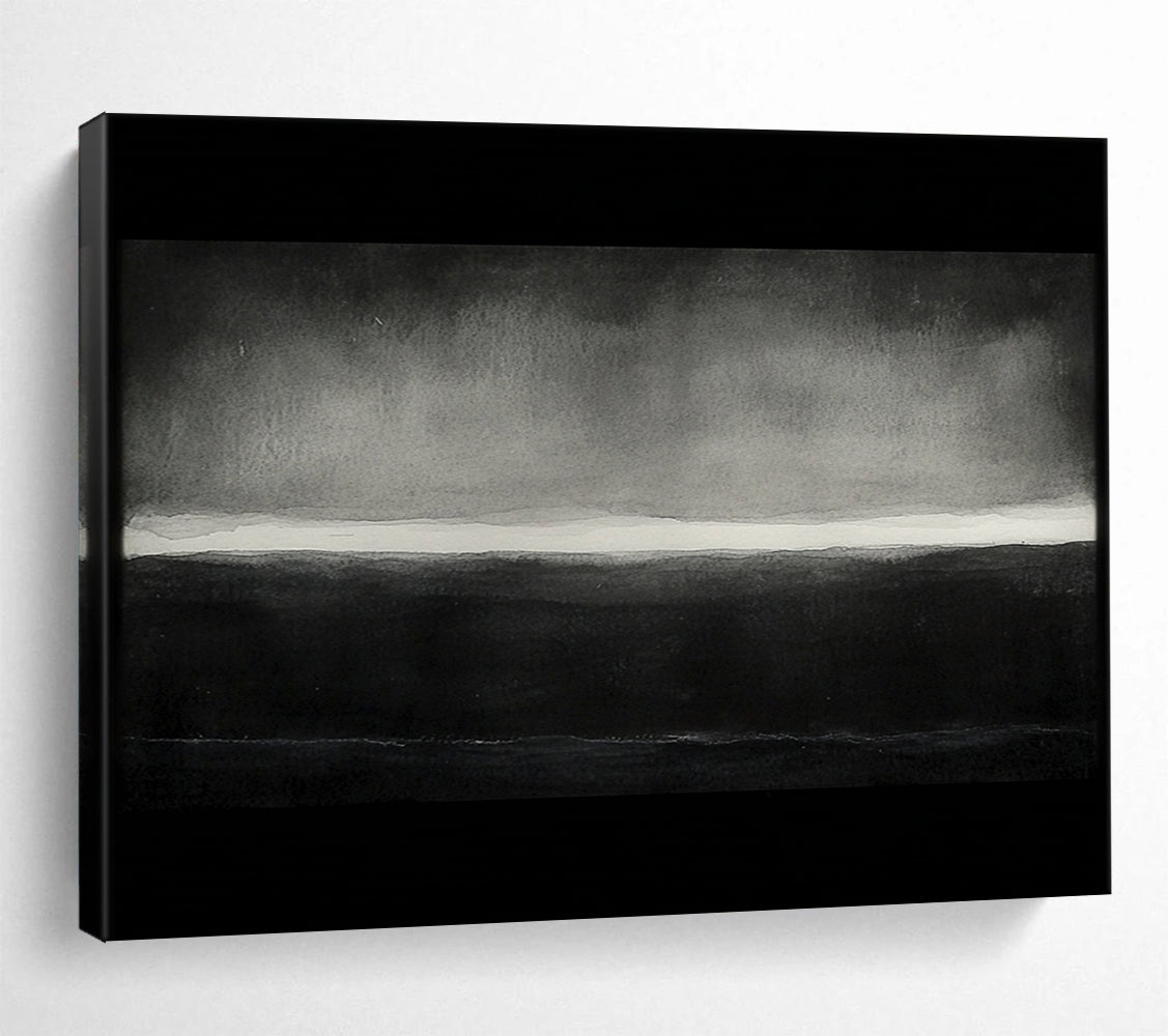 Muted Black and White Landscape - Serene Abstract Painting On Canvas HB0465