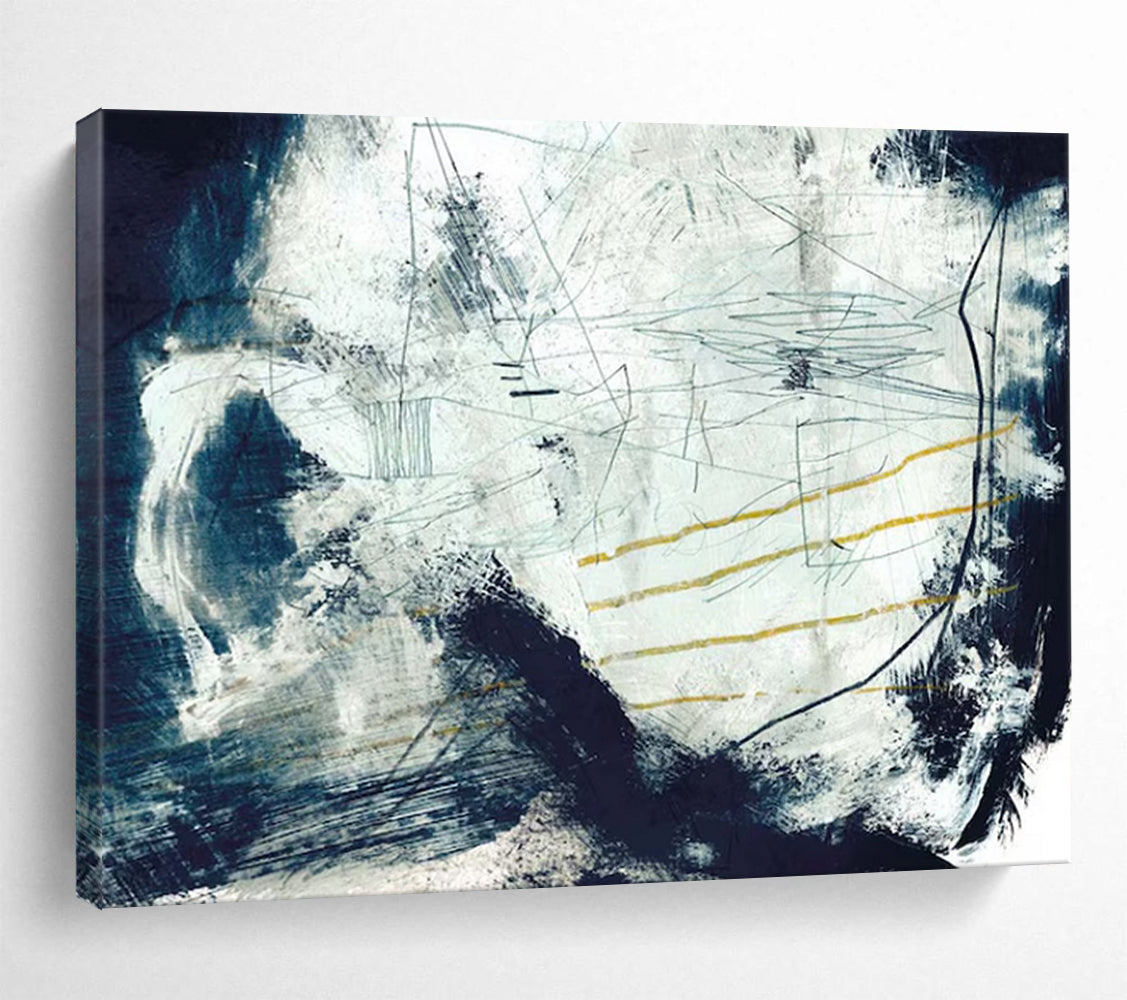 Black - White Line Abstract: A Focal Point for Modern Living Rooms DLZ141