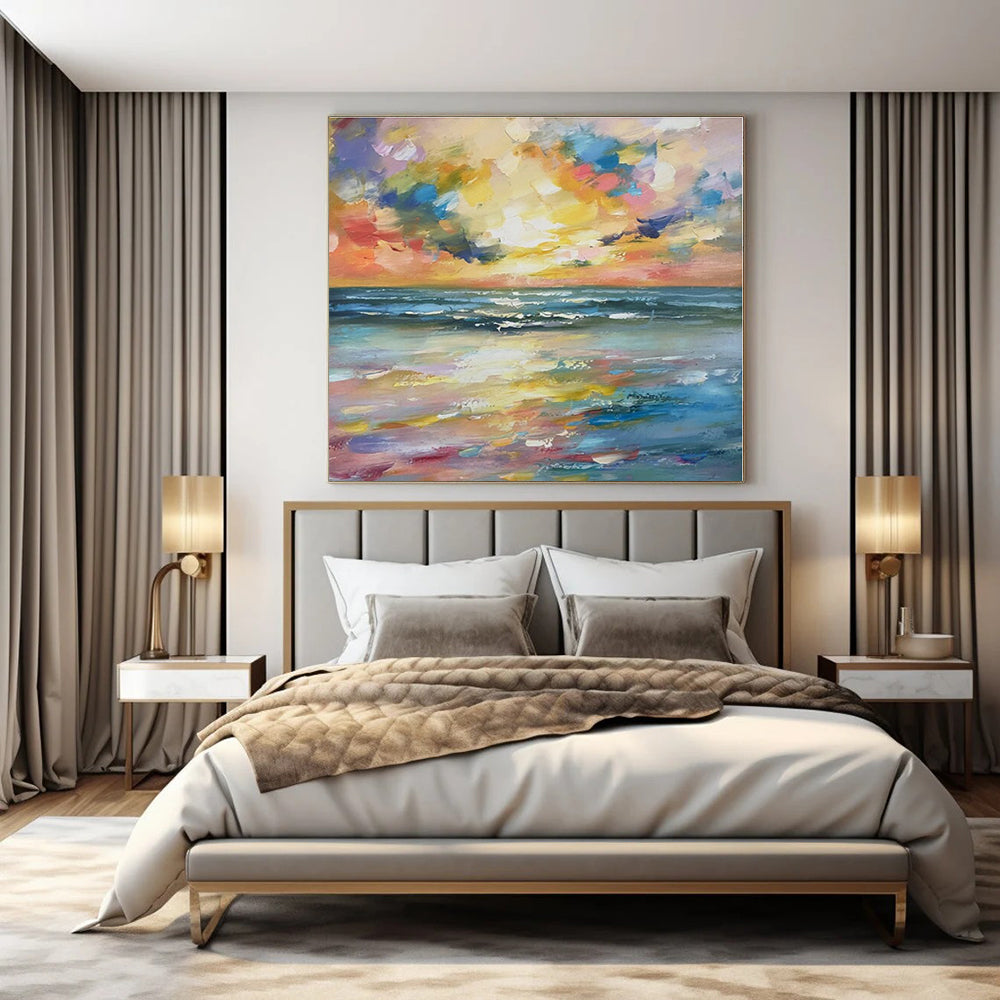Custom Hand-Painted Abstract Mural for Bedroom & Hotel Poolside Cabanas