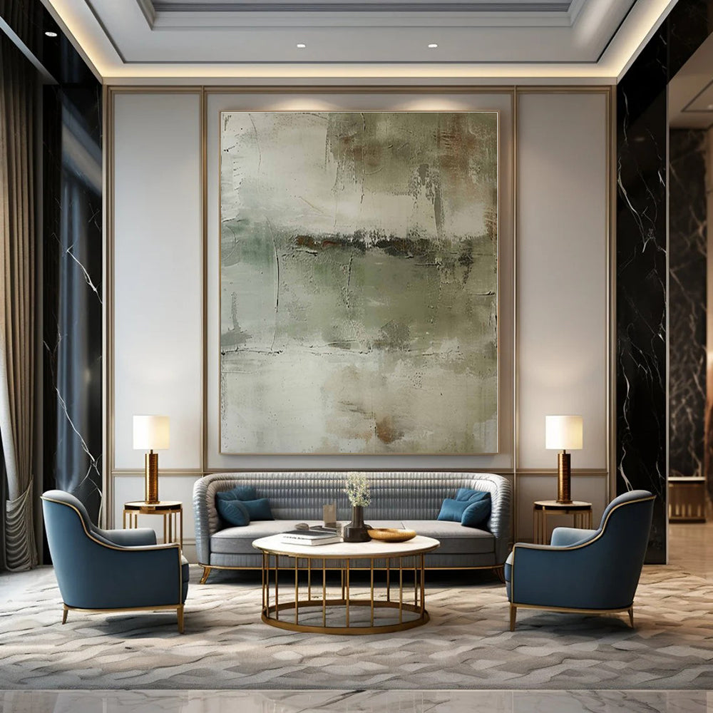 Oversized Custom Hand-Painted Abstract Painting for Office and Bar
