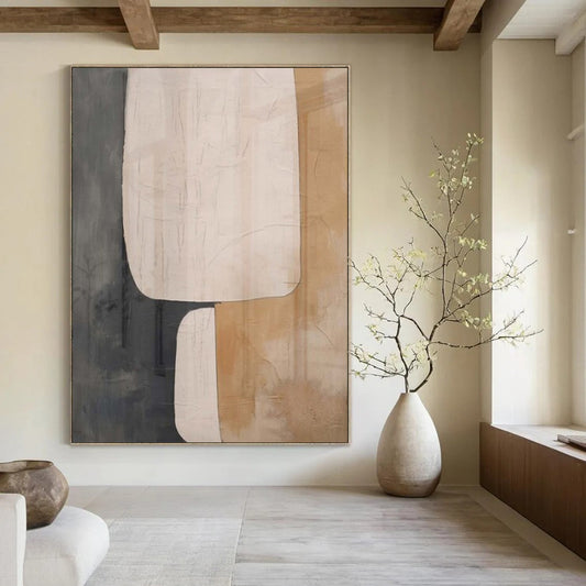 Oversized Hand-Painted Modern Abstract Painting for Family Home Sunrooms