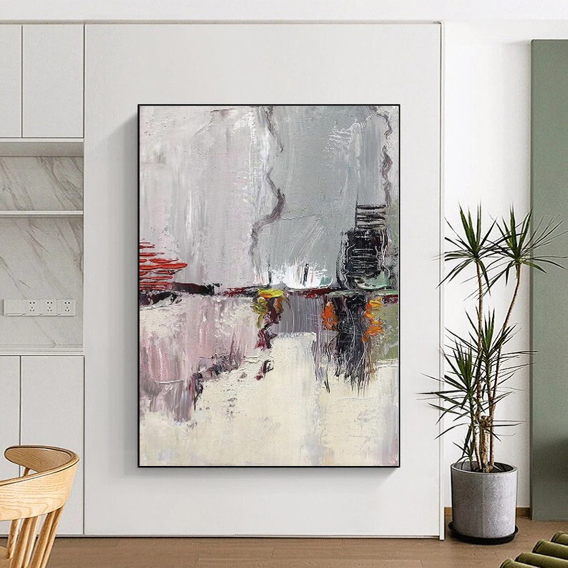 Large-Scale Tailored Abstract Wall Art for Laundry Room Utility Sink Area