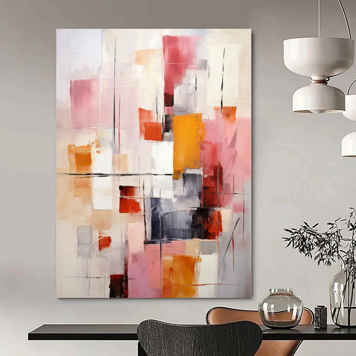 Giant Abstract Painting for Dorm Room Interiors - Hand-Painted Acrylic on Canvas