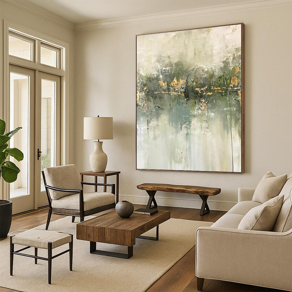 Huge Made-to-Order Abstract Painting for Living Room Bay Window Backdrop