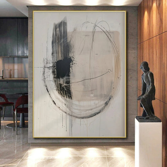 Giant Made-to-Order Abstract Painting for Living Room Bay Window Backdrops