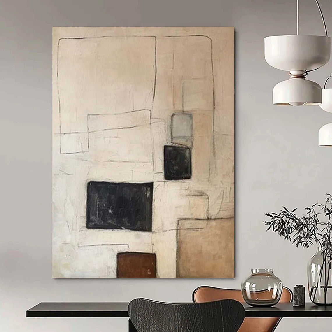 Giant Abstract Painting for Walk-In Closet Interiors - Hand-Painted Acrylic