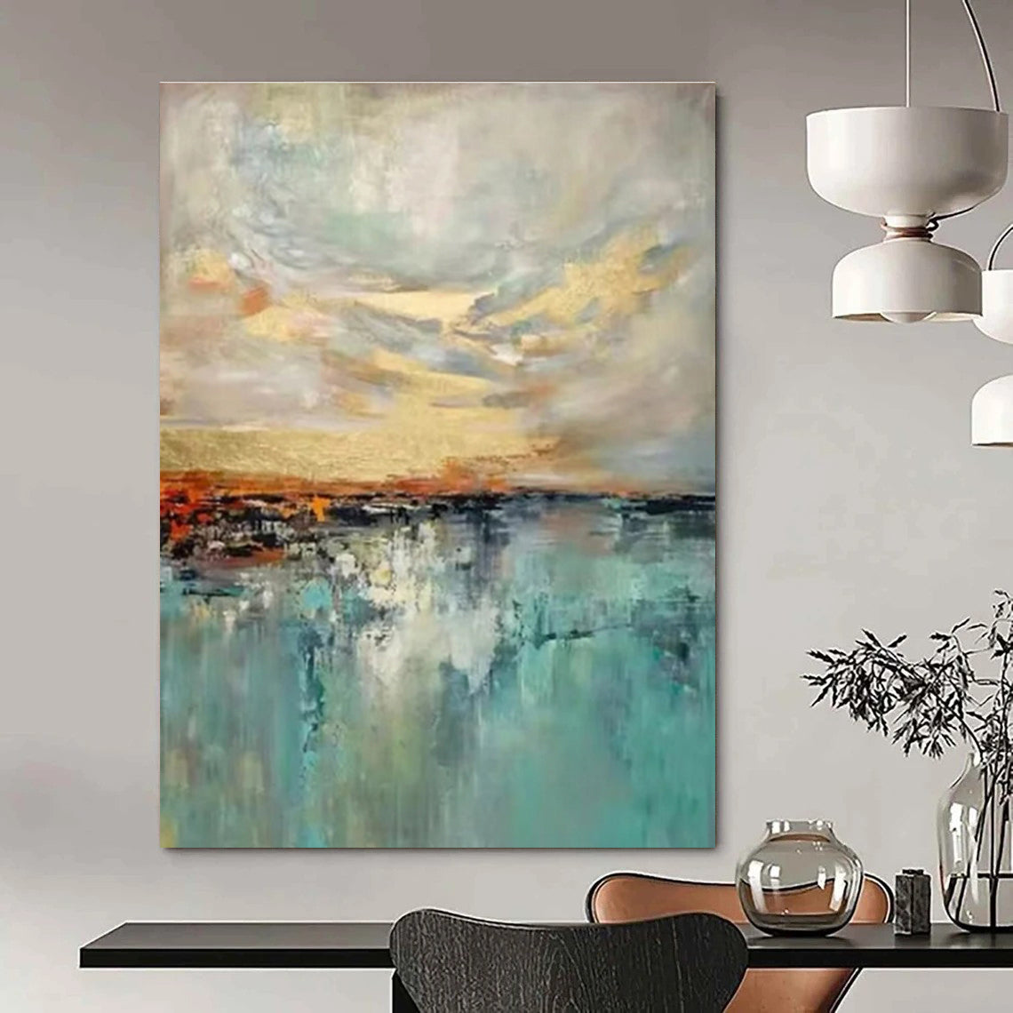 Custom Hand-Painted Abstract Painting for Dining Room & Hotel Wine Cellars