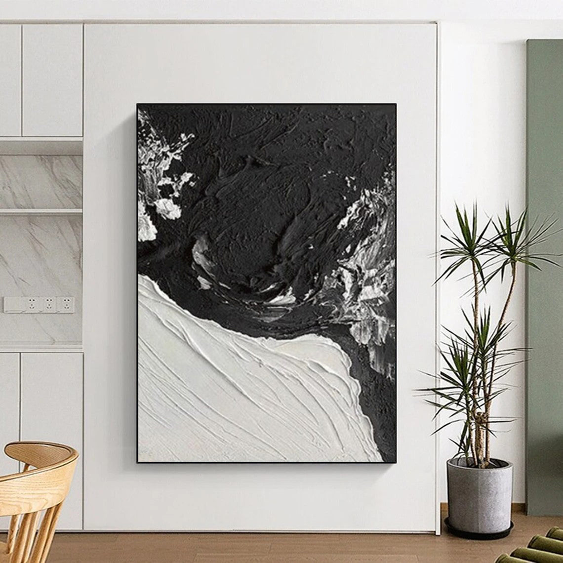 Large-Scale Modern Abstract Canvas for Contemporary Walk-in Closet Display Wall