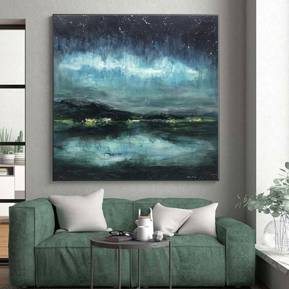 Oversized Custom Abstract Painting for Mudroom Pet Washing Station Wall
