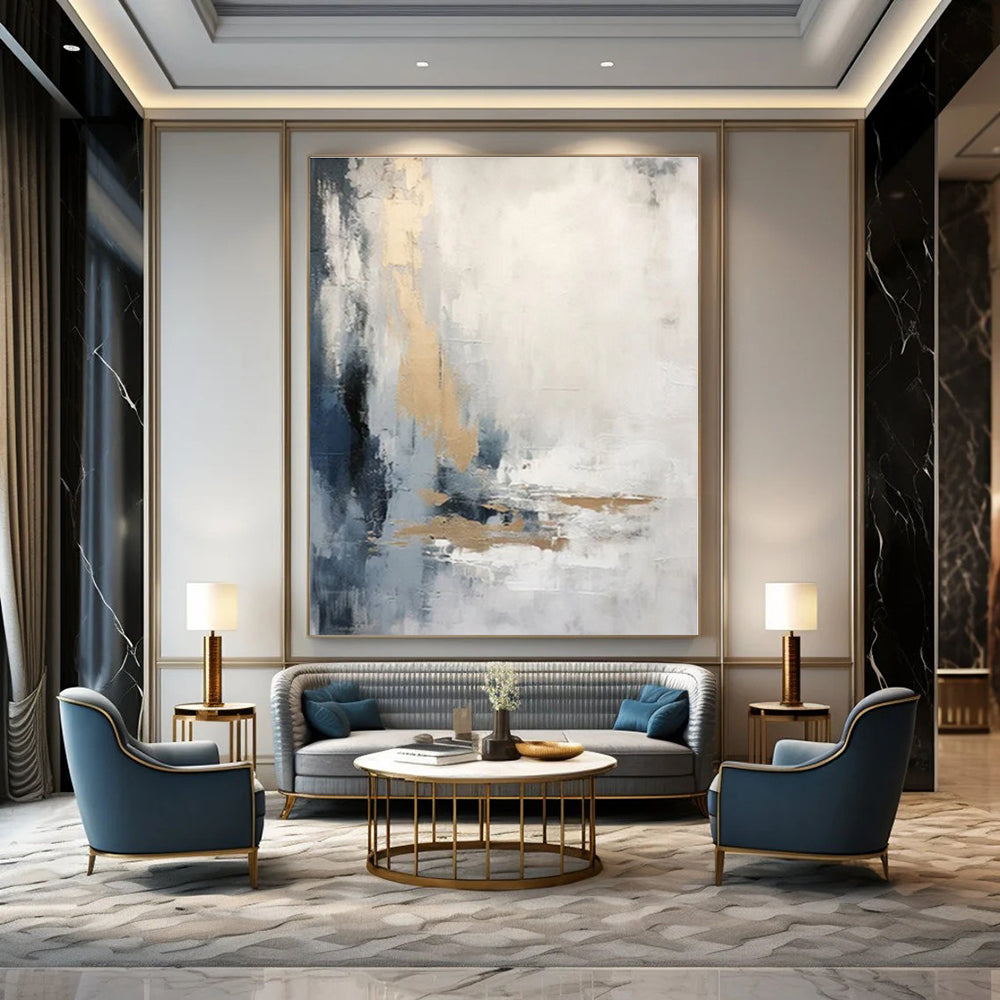 Large-Scale Hand-Painted Abstract Canvas for Office and Living Room