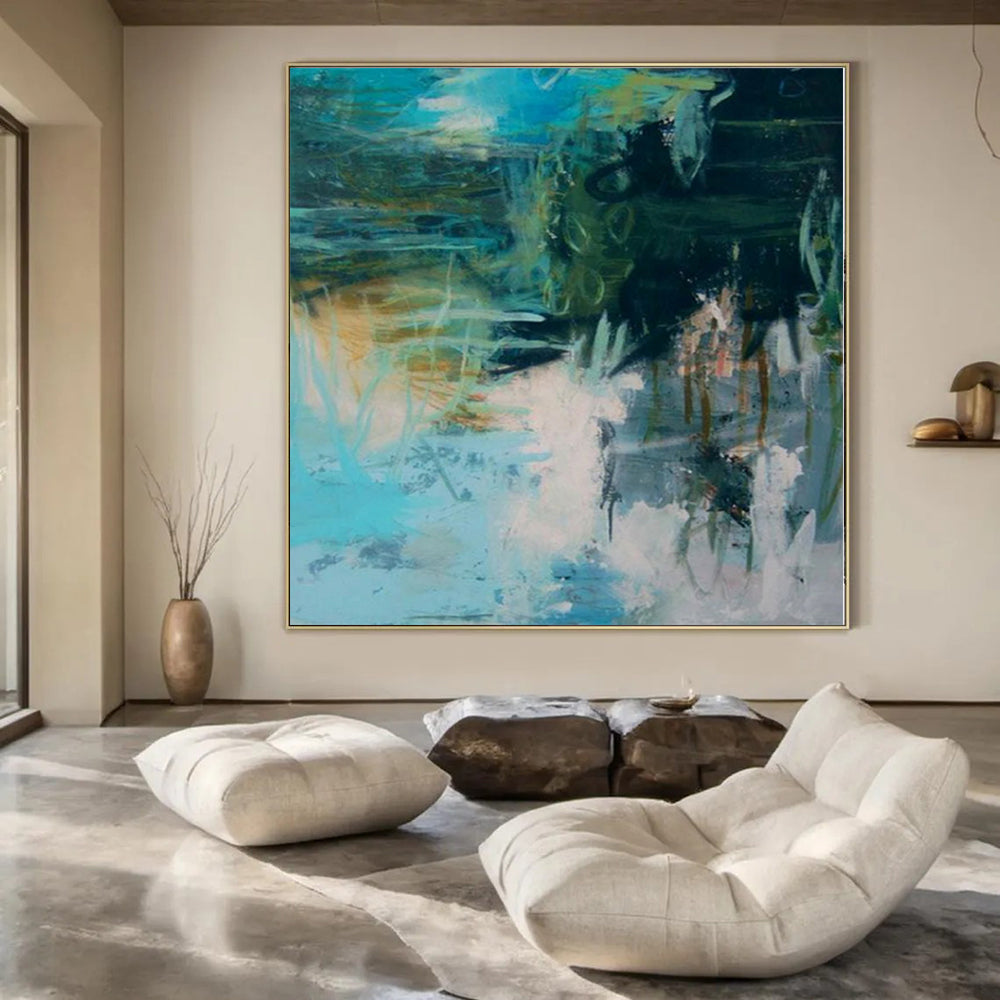 Monumental Abstract Painting for Loft Mezzanine Spaces - Commissioned Oil on Canvas
