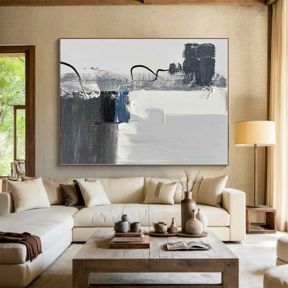 Large-Scale Made-to-Order Hand-Painted Abstract Canvas for Kitchen Breakfast Nook Wall