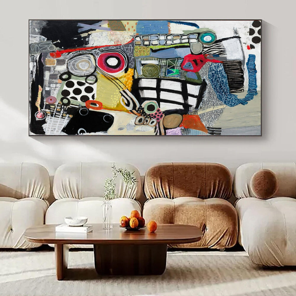 Large-Scale Hand-Painted Contemporary Abstract Canvas for Dining Room Open Walls