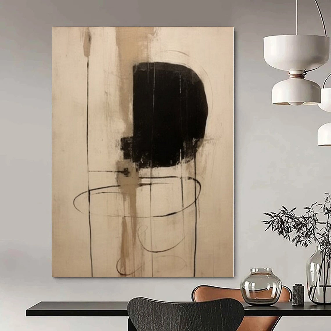 Large Hand-Painted Contemporary Abstract Wall Art for Office Copy Rooms
