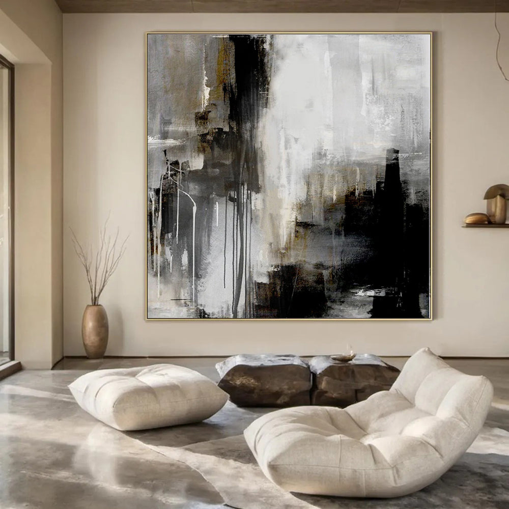 Innovative Hand-Painted Abstract Painting for Living Room Fireplace Screens