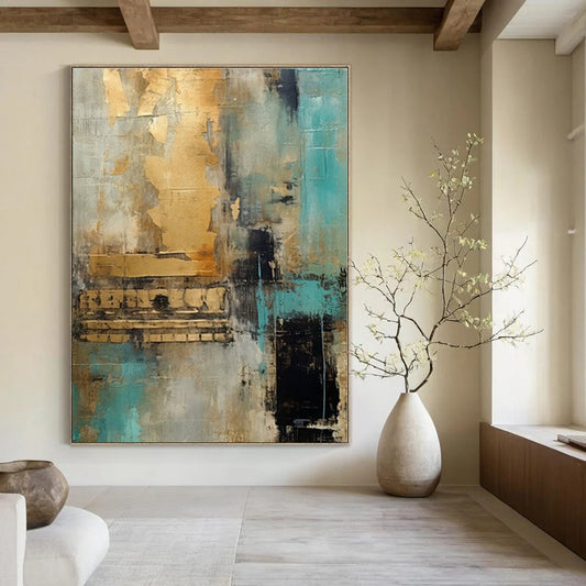 Oversized Hand-Painted Modern Abstract Mural for Office Server Rooms