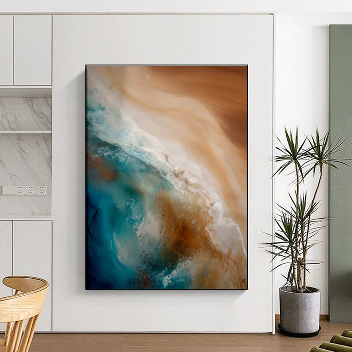 Large-Scale Modern Abstract Canvas for Walk-in Closet Stylish Organization