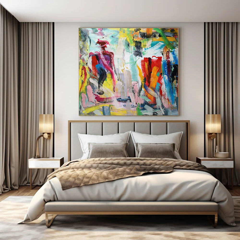 Hand-Painted Personalized Abstract Artwork for Office Customer Service Areas