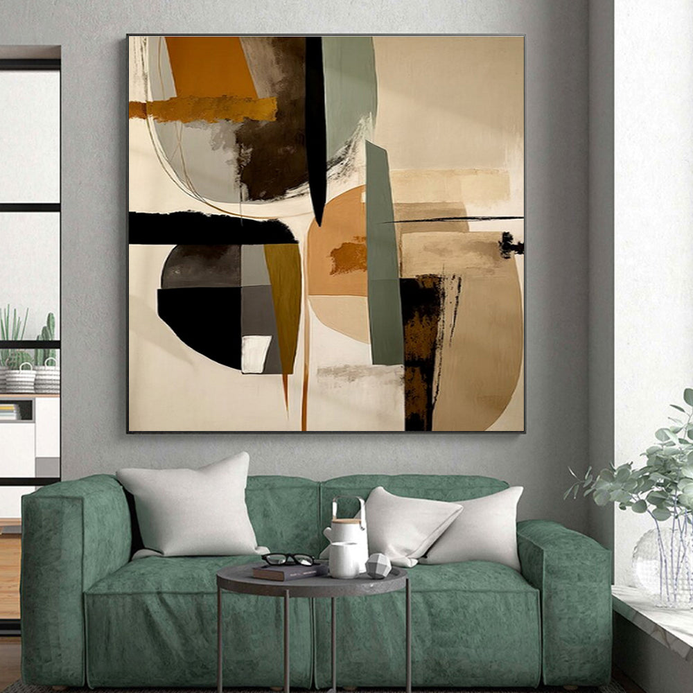 Oversized Modern Abstract Wall Art for Contemporary Family Room Entertainment Area
