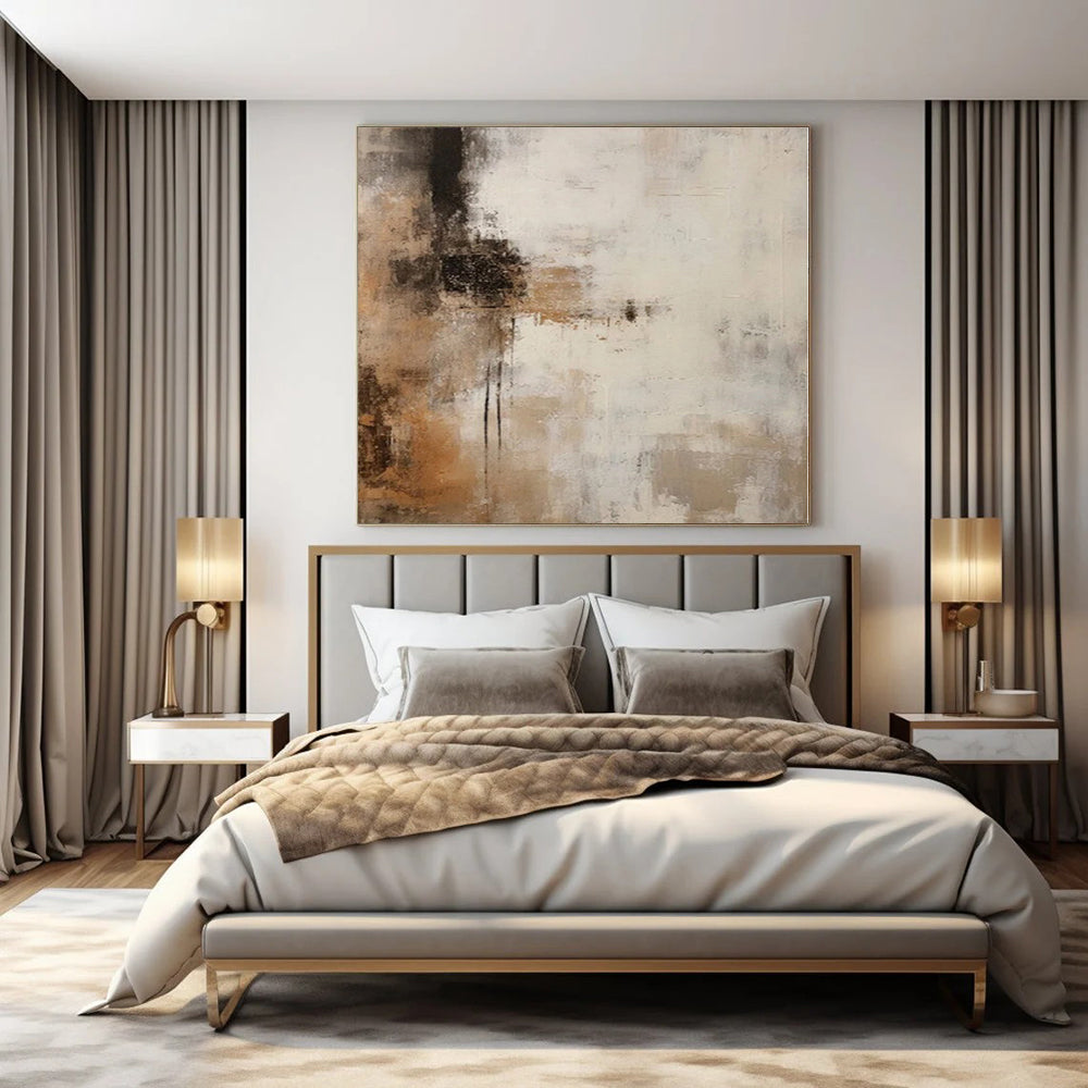 Zen Garden-Inspired Hand-Painted Abstract Canvas for Serene Dining Rooms