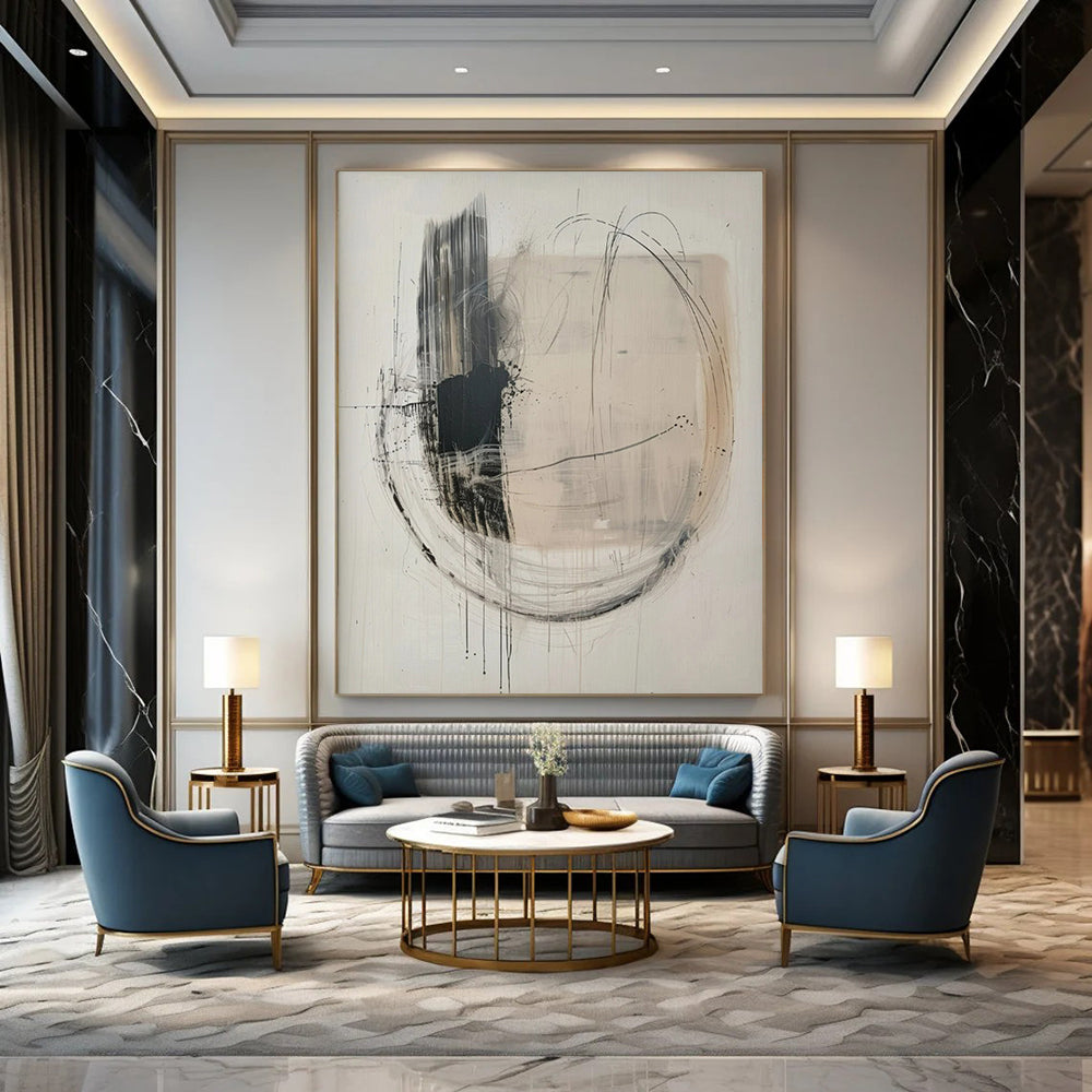 Oversized Hand-Painted Contemporary Abstract Artwork for Art Gallery Feature Walls