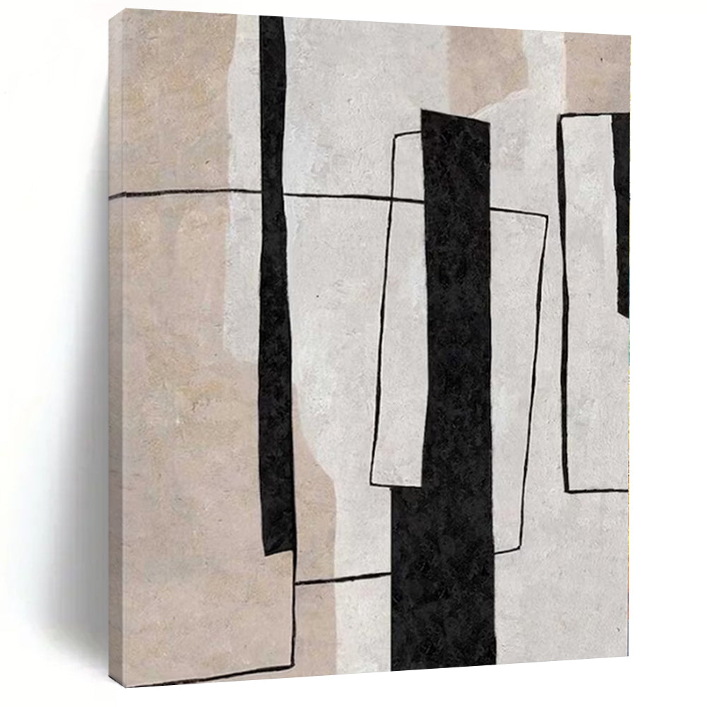Warm Hand-Painted Abstract Wall Art for Living Room Behind Armchairs