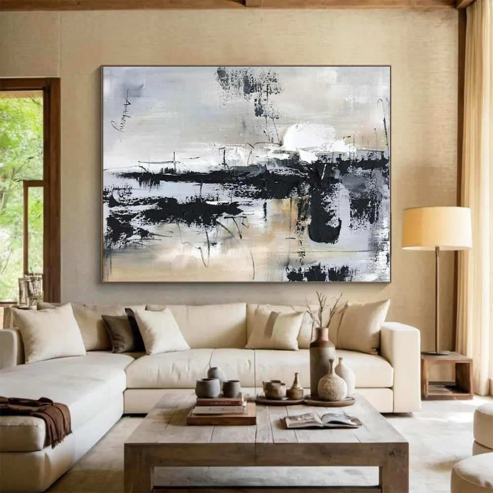 Oversized Modern Abstract Canvas for Reading Nook Relaxing Atmosphere