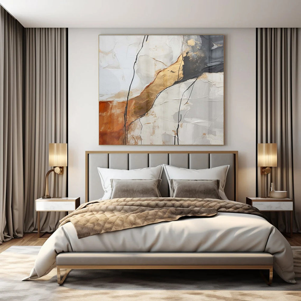 Large-Scale Hand-Painted Contemporary Abstract Mural for Family Home Kitchens