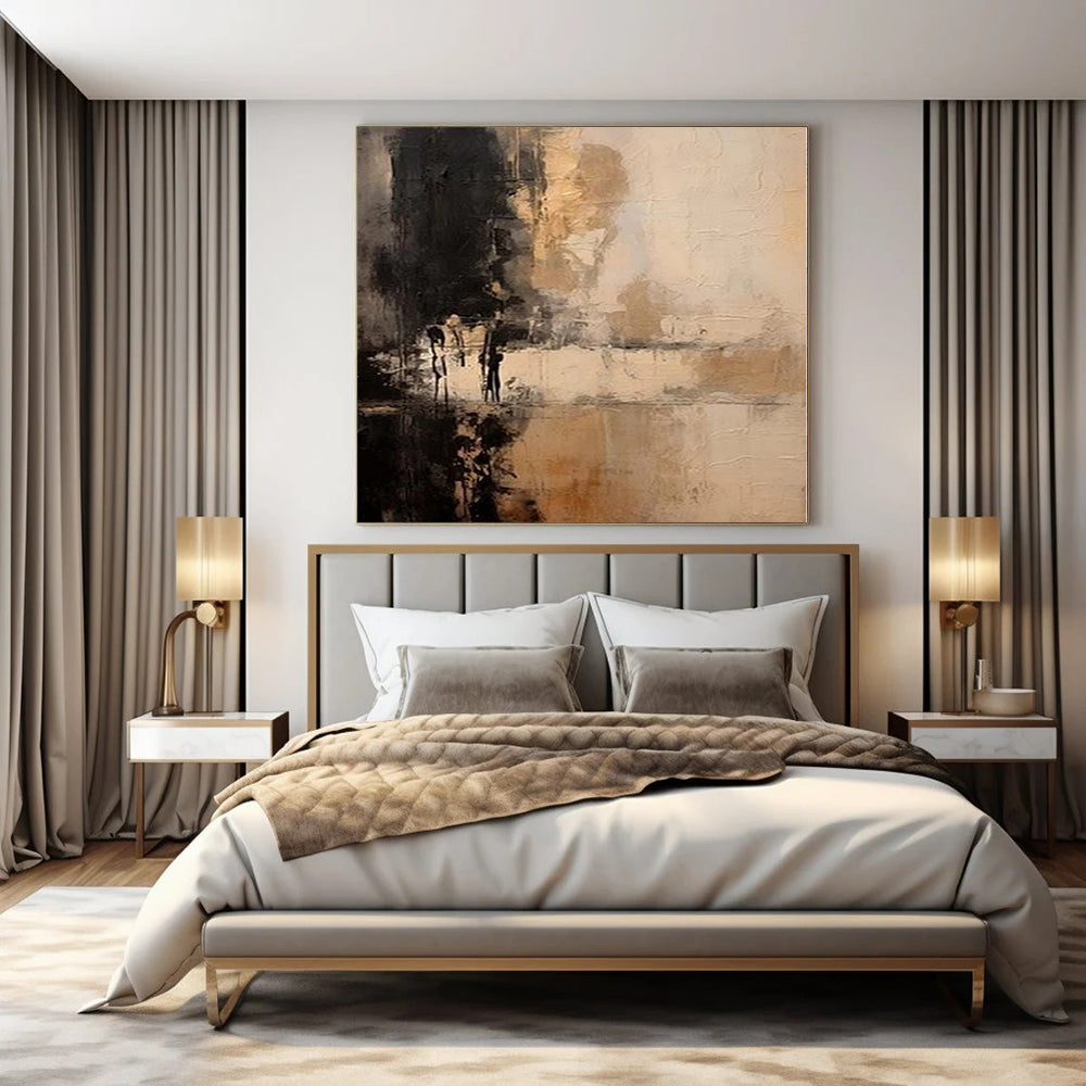 Extra-Vast Hand-Painted Modern Abstract Mural for Bedroom Bay Windows