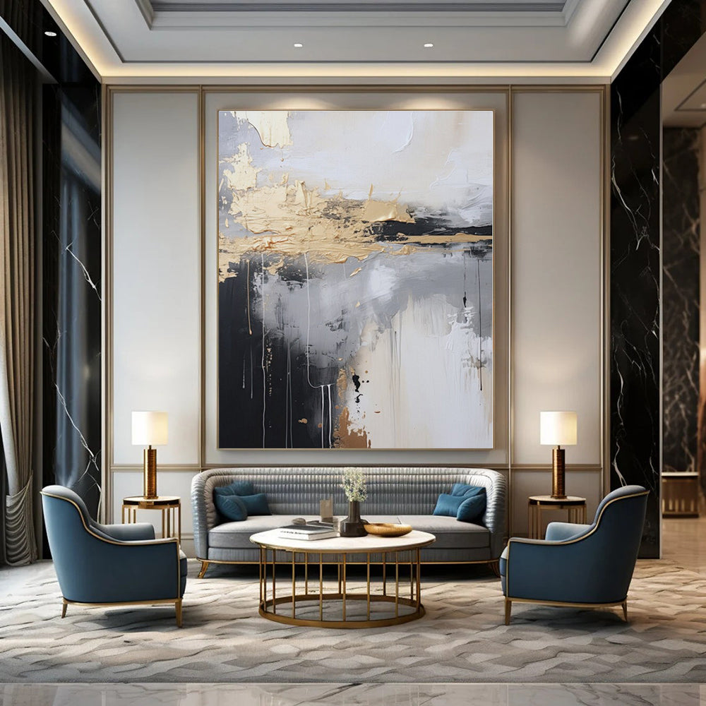 Hand-Painted Bespoke Abstract Canvas for Living Room & Hotel Banquet Halls