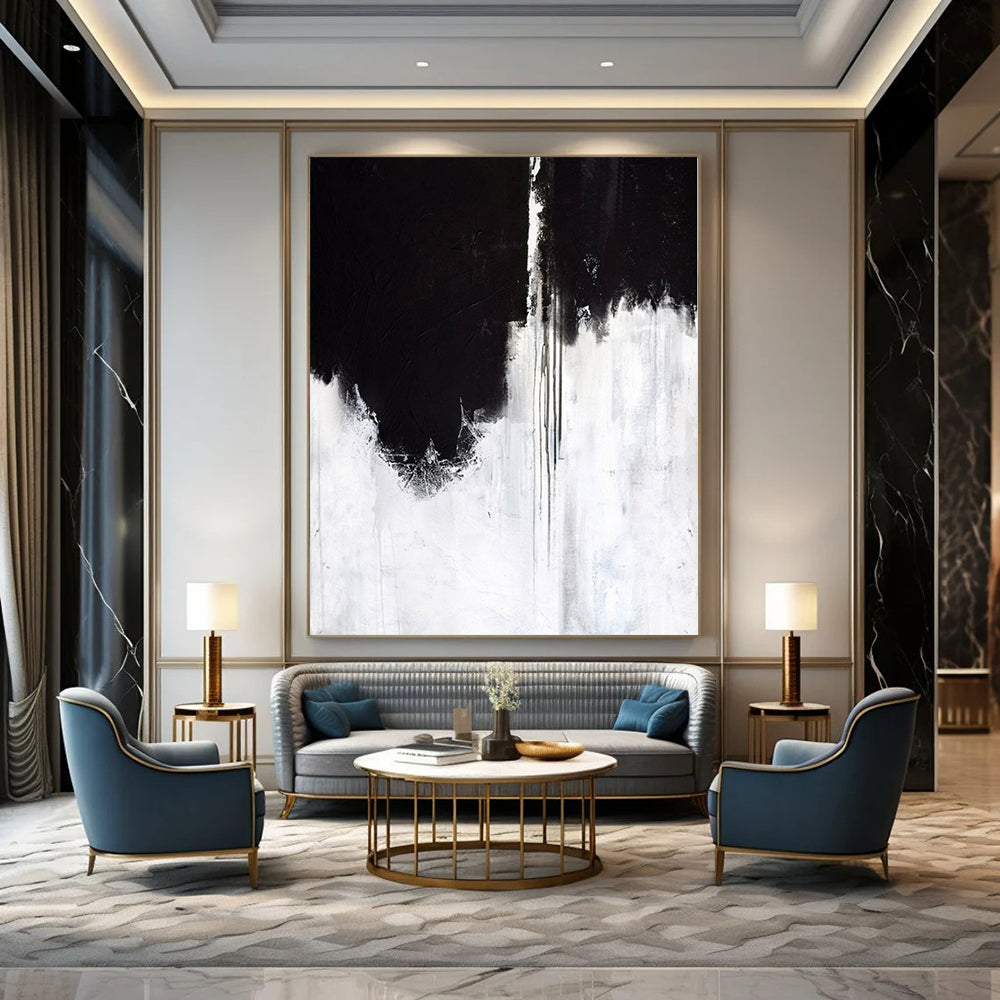Captivating Hand-Painted Abstract Painting for Living Room Bookshelf Backdrops
