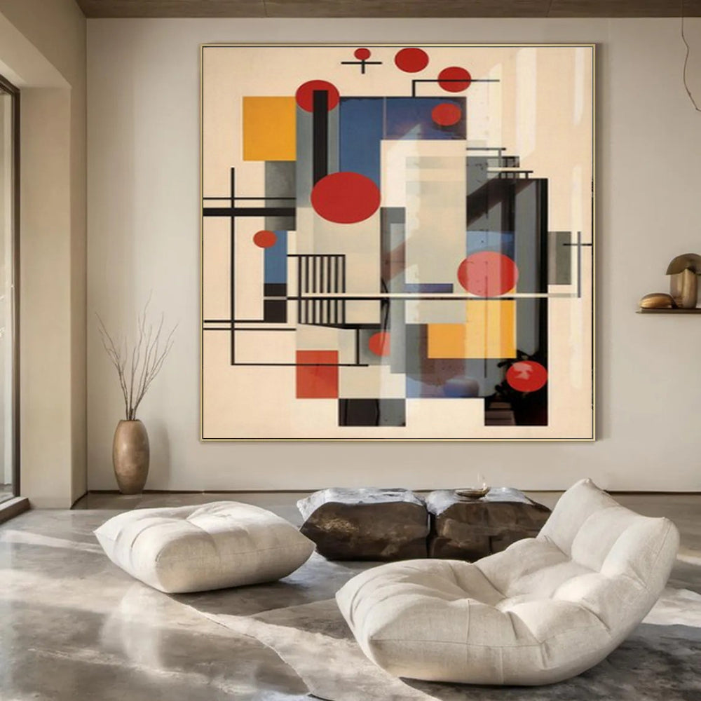 Huge Hand-Painted Contemporary Abstract Painting for Family Home Entertainment Rooms