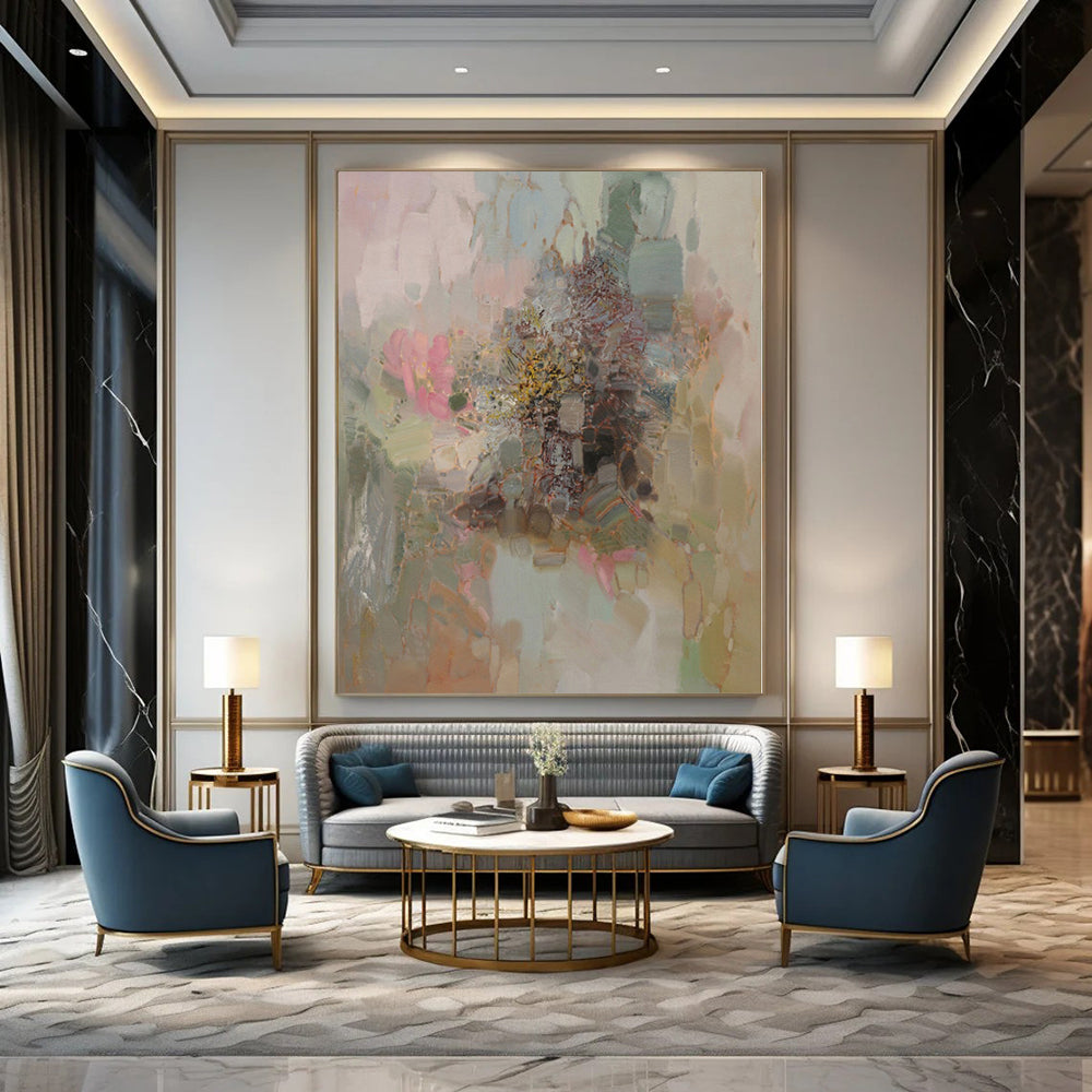 Hand-Painted Large Modern Abstract Wall Art for Dining Room Above Sideboards