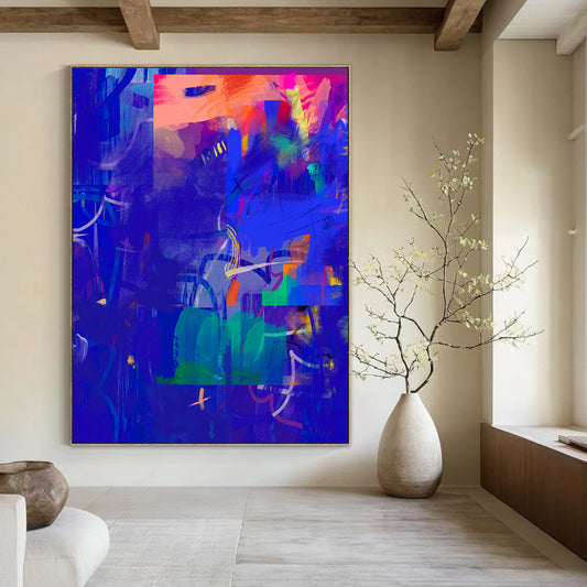 Modern & Minimalist Hand-Painted Custom Abstract Painting for Office & Hotel LargeART2007