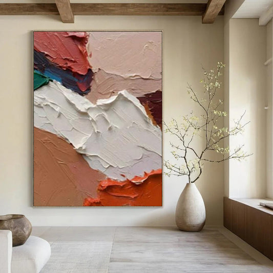 Custom Hand-Painted Abstract Paintings: Big Sizes & Textured Details for Living Room & Hallway DTP263