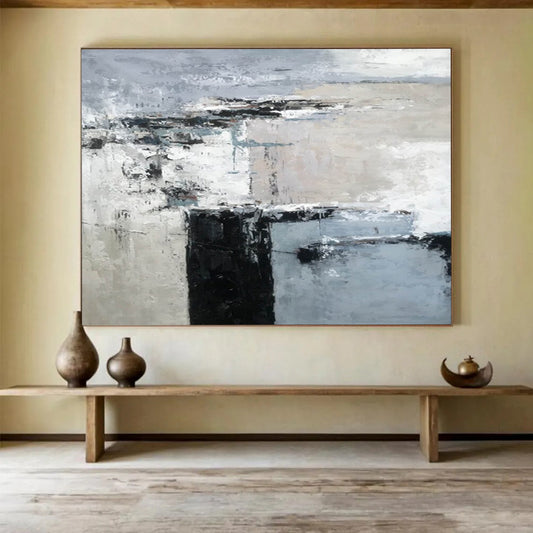 Monochromatic Minimalist Abstract: Elevate Your Space with Subtlety DLZ152