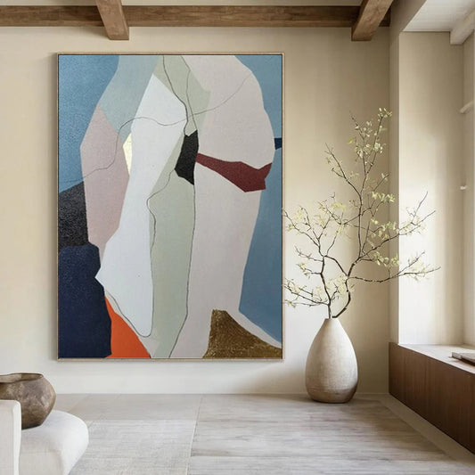 Large - Format Custom - Painted Textured Canvas Abstract for Bedroom & Office DKH1053