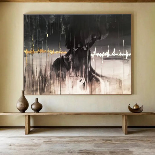 Captivating Large Abstract Artwork with Dynamic Texture for Bedroom & Dining Room DKH900