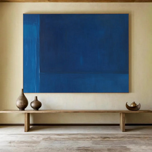 “Deep Blue Minimalist Blocks” - Deep Blue, Block Shapes, Minimalist Painting On Canvas HB0844