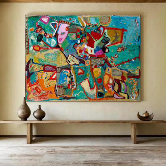 Colorful Abstract Collage - Bold Modern Living Room Focal Point DLZ233