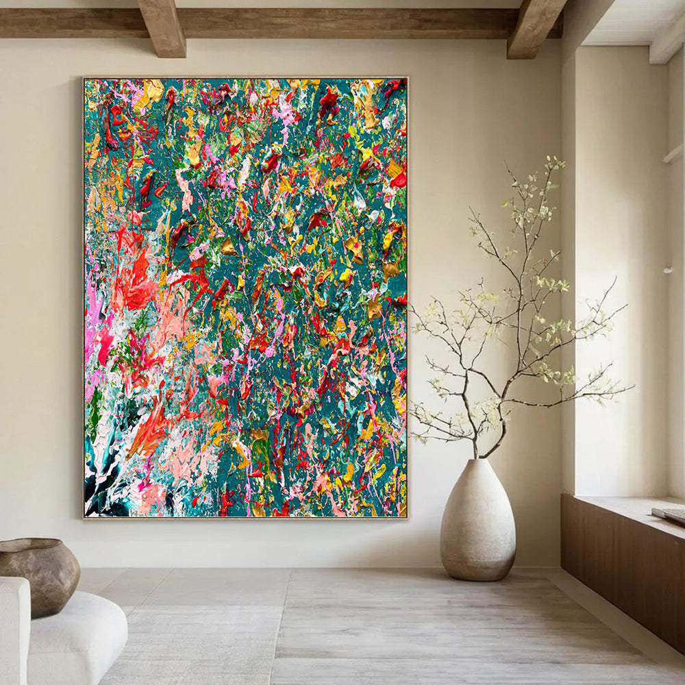 Custom Vertical Hand - Painted Large Abstract Canvas for Bedroom and Hotel DKH1682
